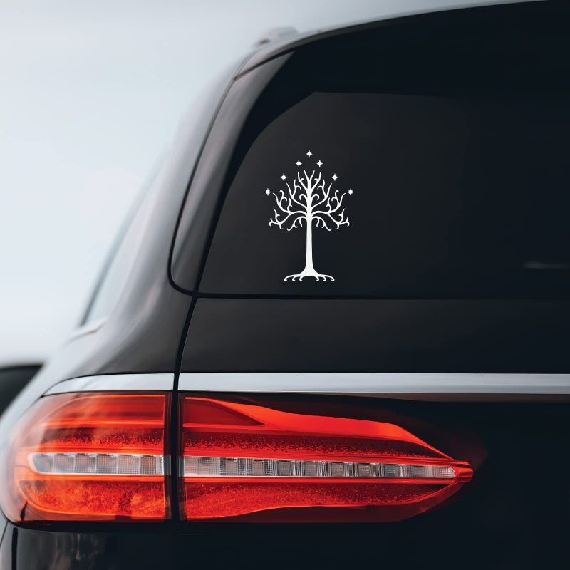 Bargain Max Decals Rings Lord White Tree Sticker Decal Notebook Car Laptop 4" x 7" (White) - Image 1